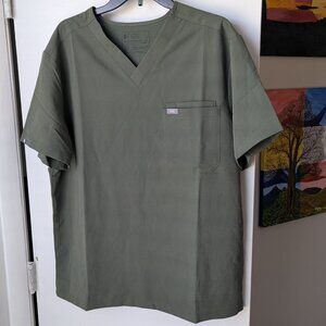 Figs Technical Collection Olive Green Scrubs Top Size Large